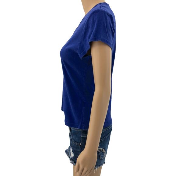 Delicates (L) Blue Who's Your Teddy? Embroidered Teddy Bear Tee Top Shirt V-Neck - Picture 4 of 8